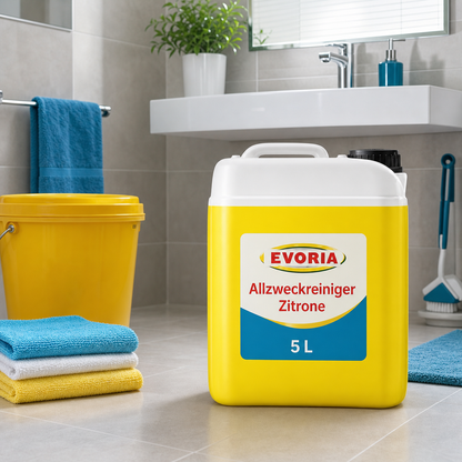 Evoria Allzweckreiniger Zitrone 5 Liter im Badezimmer