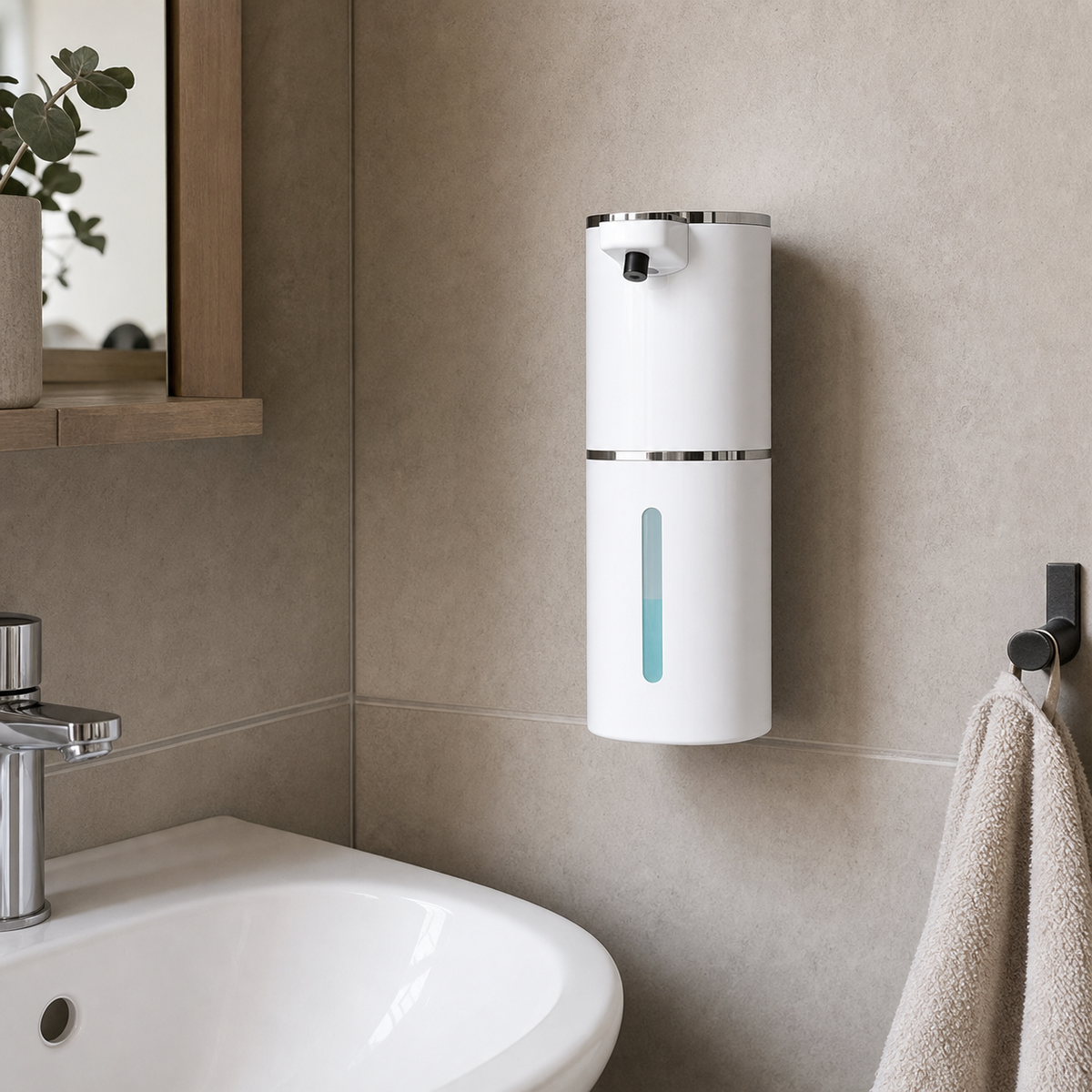 Automatischer Seifenspender zur Wandmontage neben dem Waschbecken