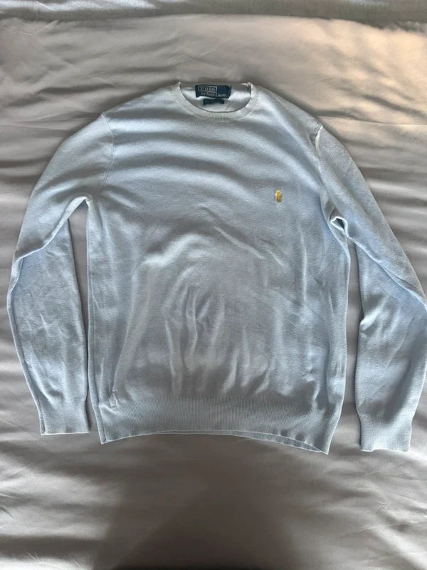 Polo Ralph Lauren Pima-Cotton Pullover – Hellgrau/Puderblau – S