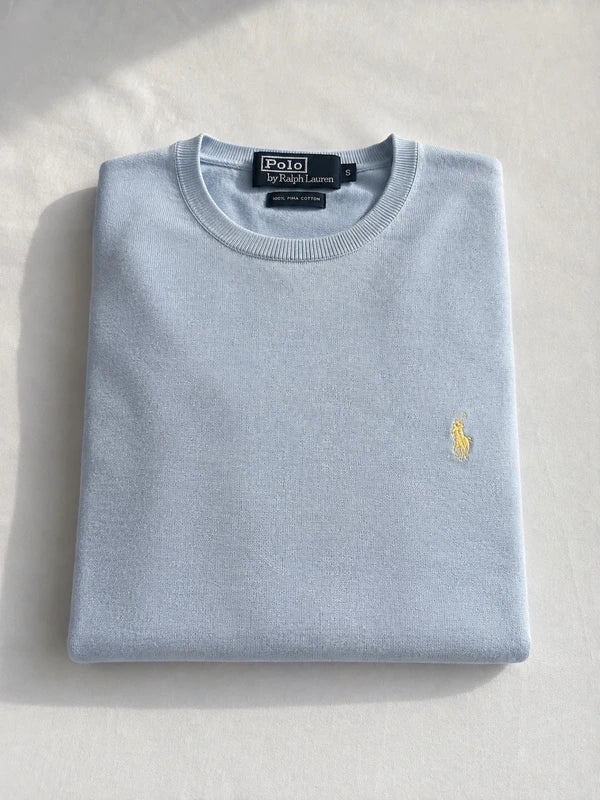 Polo Ralph Lauren Pima-Cotton Pullover – Hellgrau/Puderblau – S – Originalansicht 7