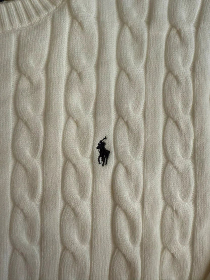Polo Ralph Lauren Zopfmuster-Pullover – Weiß/Creme – Originalansicht 1
