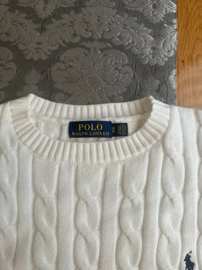 Polo Ralph Lauren Zopfmuster-Pullover – Weiß/Creme – Originalansicht 2