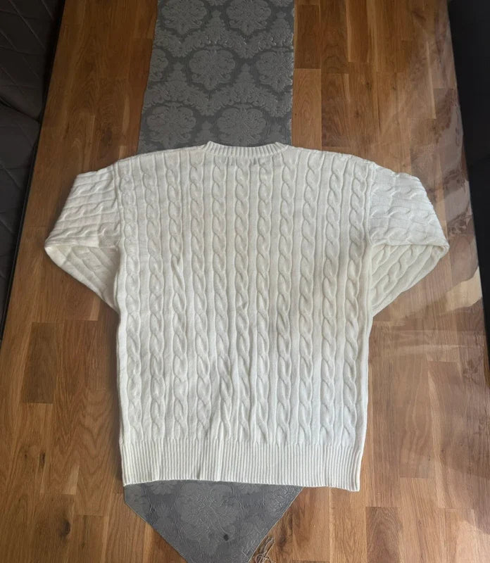 Polo Ralph Lauren Zopfmuster-Pullover – Weiß/Creme