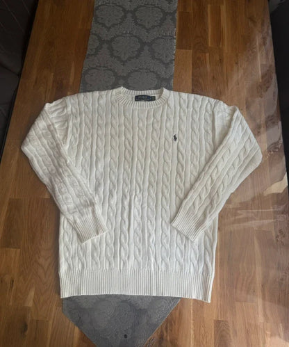 Polo Ralph Lauren Zopfmuster-Pullover – Weiß/Creme – Originalansicht 5