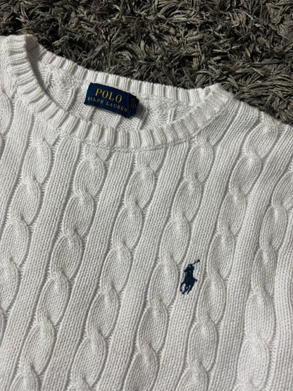 Polo Ralph Lauren Zopfmuster-Pullover – Weiß – S – Originalansicht 1