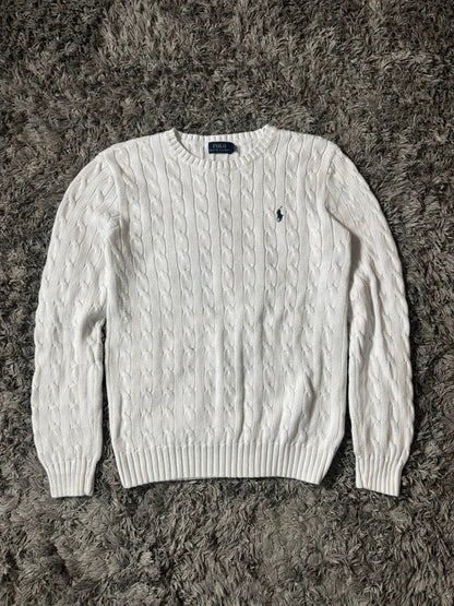 Polo Ralph Lauren Zopfmuster-Pullover – Weiß – S – Originalansicht 2