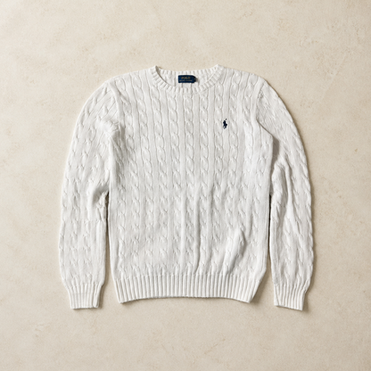 Polo Ralph Lauren Zopfmuster-Pullover – Weiß – S