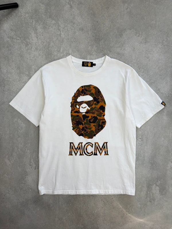 BAPE × MCM Graphic T-Shirt – Weiß – XL – Originalansicht 10
