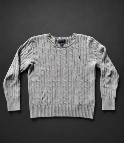 Polo Ralph Lauren Zopfmuster-Pullover – Grau – M – Originalansicht 6