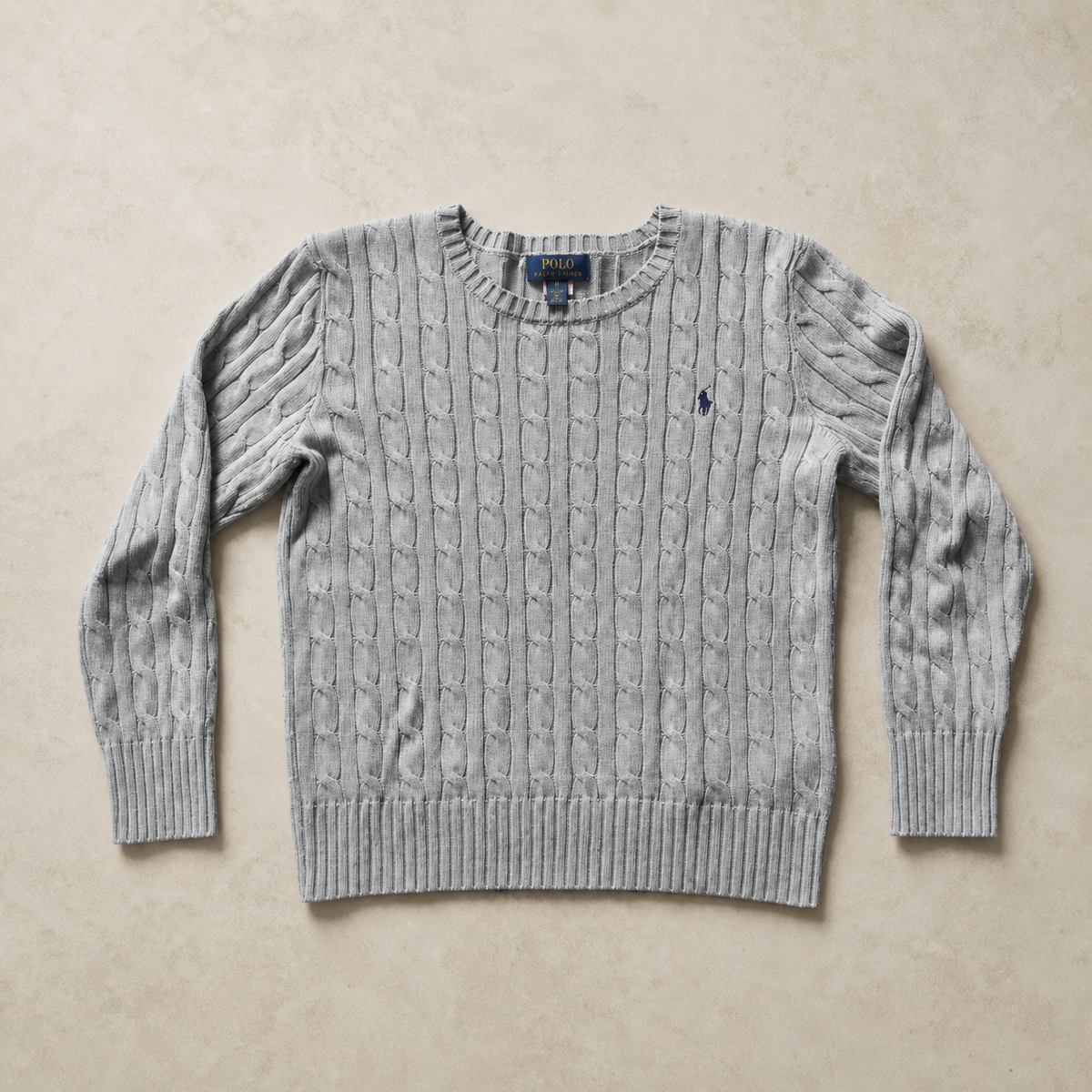 Polo Ralph Lauren Zopfmuster-Pullover – Grau – M