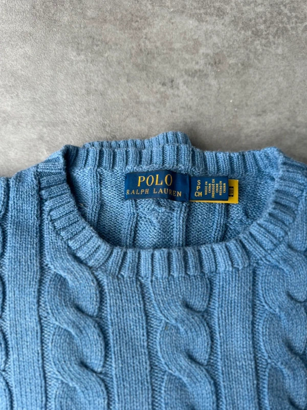 Polo Ralph Lauren Zopfmuster-Pullover – Blau – S – Originalansicht 2