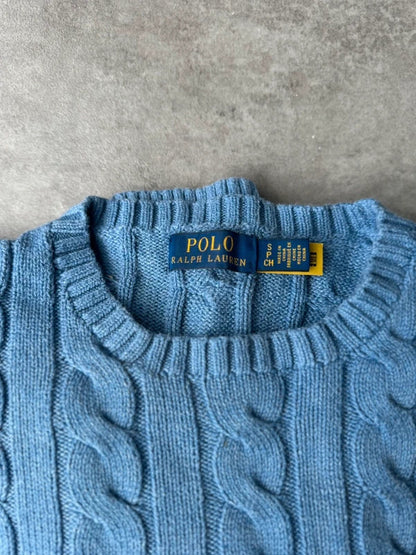 Polo Ralph Lauren Zopfmuster-Pullover – Blau – S – Originalansicht 2