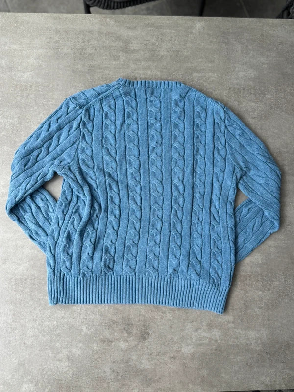 Polo Ralph Lauren Zopfmuster-Pullover – Blau – S – Originalansicht 4