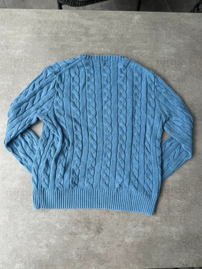 Polo Ralph Lauren Zopfmuster-Pullover – Blau – S – Originalansicht 4