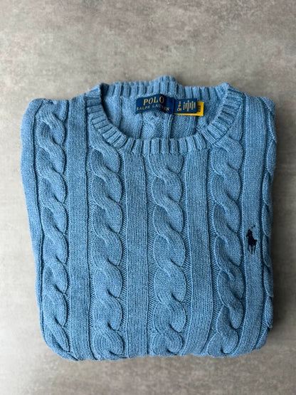 Polo Ralph Lauren Zopfmuster-Pullover – Blau – S – Originalansicht 5