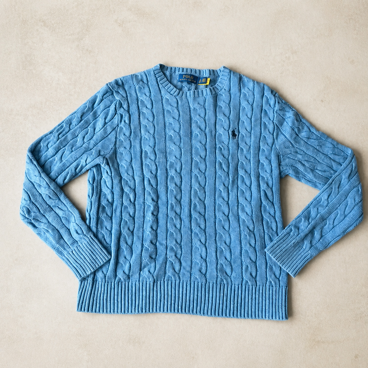 Polo Ralph Lauren Zopfmuster-Pullover – Blau – S