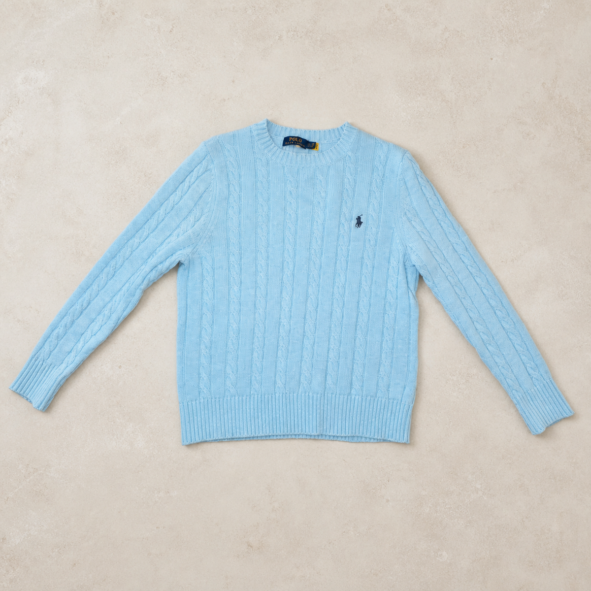 Polo Ralph Lauren Zopfmuster-Pullover – Hellblau – M