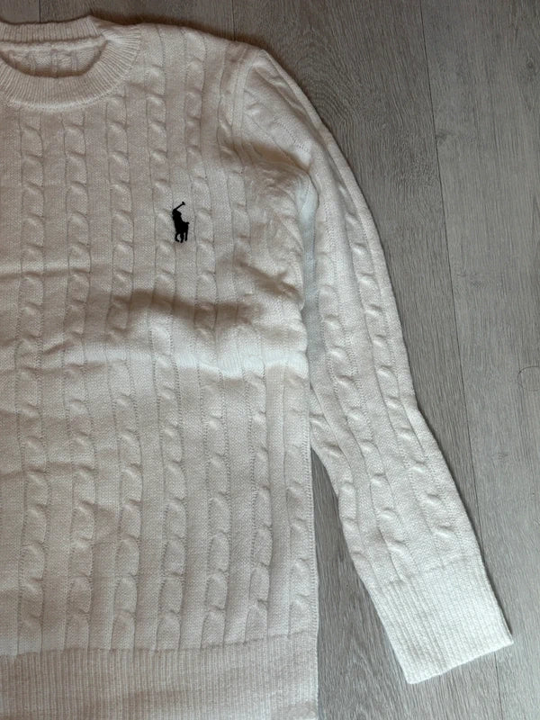 Polo Ralph Lauren Zopfmuster-Pullover – Beige/Creme – M – Originalansicht 2
