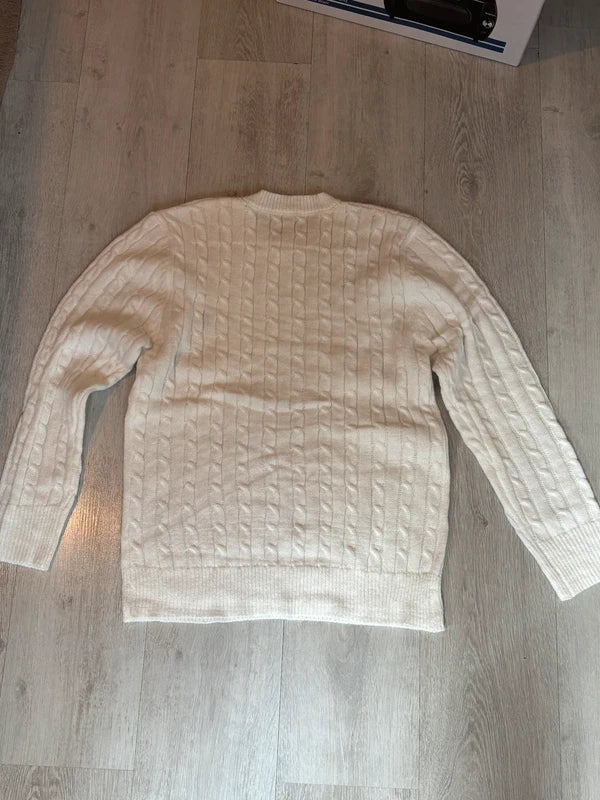 Polo Ralph Lauren Zopfmuster-Pullover – Beige/Creme – M – Originalansicht 4
