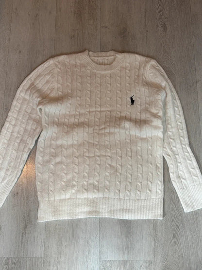 Polo Ralph Lauren Zopfmuster-Pullover – Beige/Creme – M – Originalansicht 5