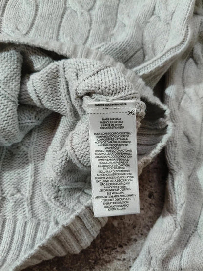 Polo Ralph Lauren Zopfmuster-Pullover – Hellgrau – M – Originalansicht 4