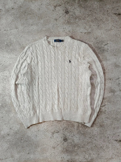 Polo Ralph Lauren Zopfmuster-Pullover – Hellgrau – M – Originalansicht 5