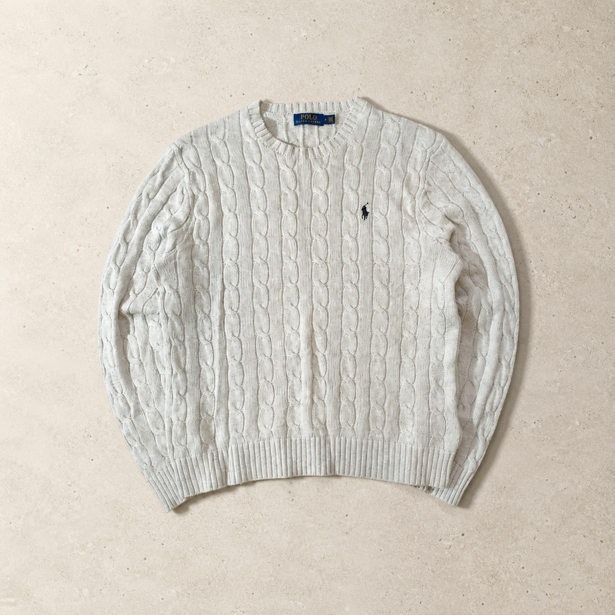 Polo Ralph Lauren Zopfmuster-Pullover – Hellgrau – M