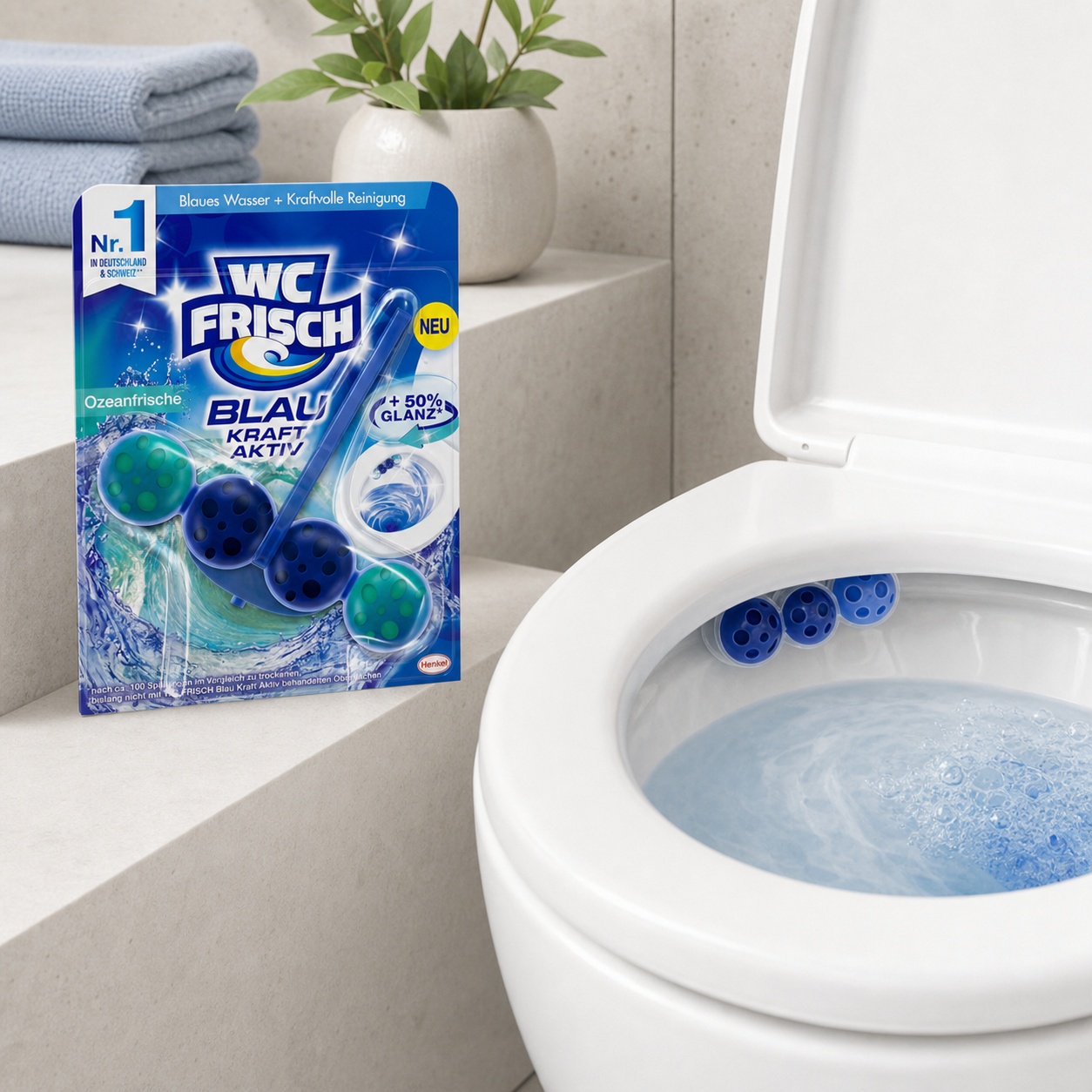WC Frisch Blau Kraft Aktiv im Badezimmer
